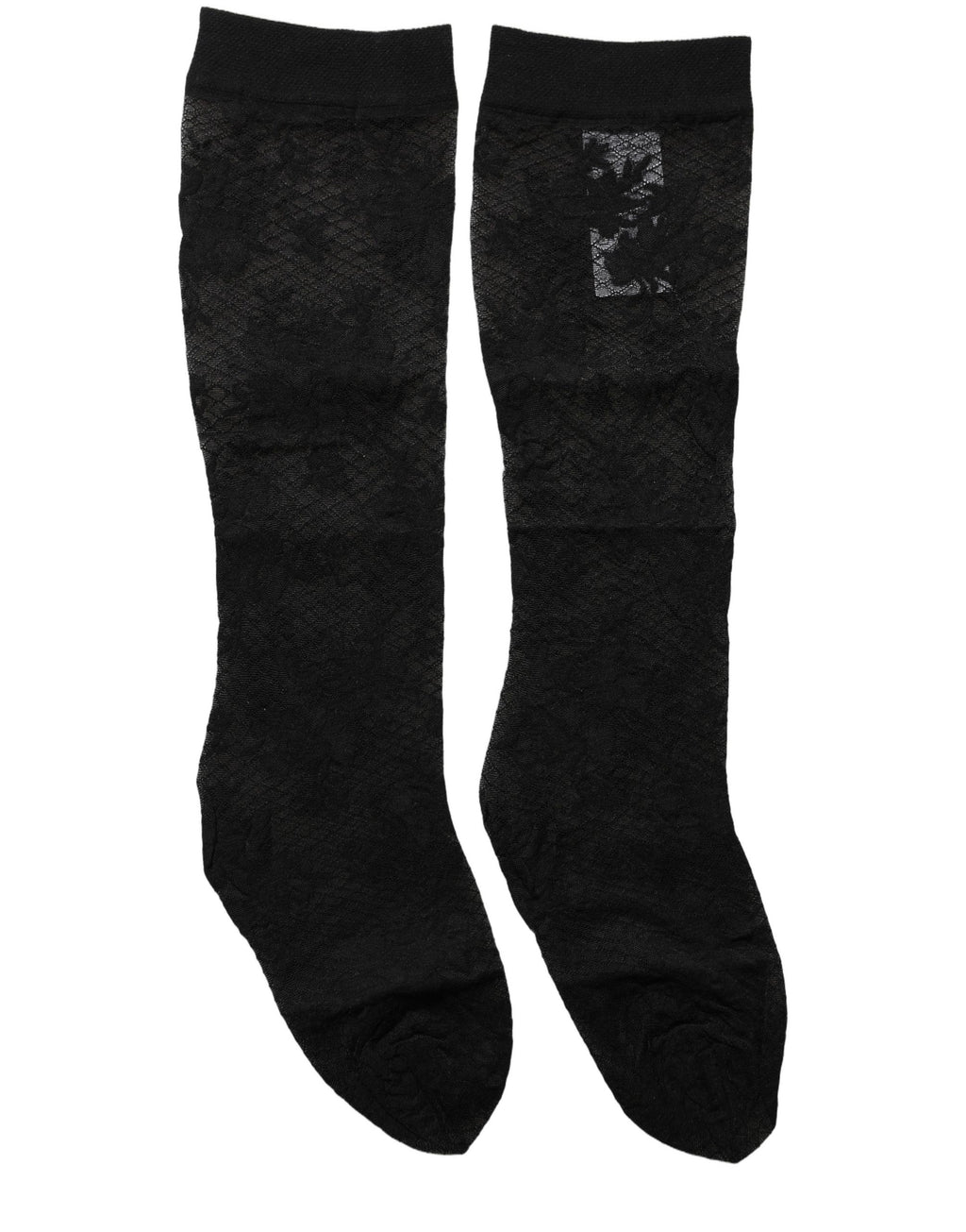 Dolce & Gabbana Black Floral Lace Nylon Stretch Stockings Socks