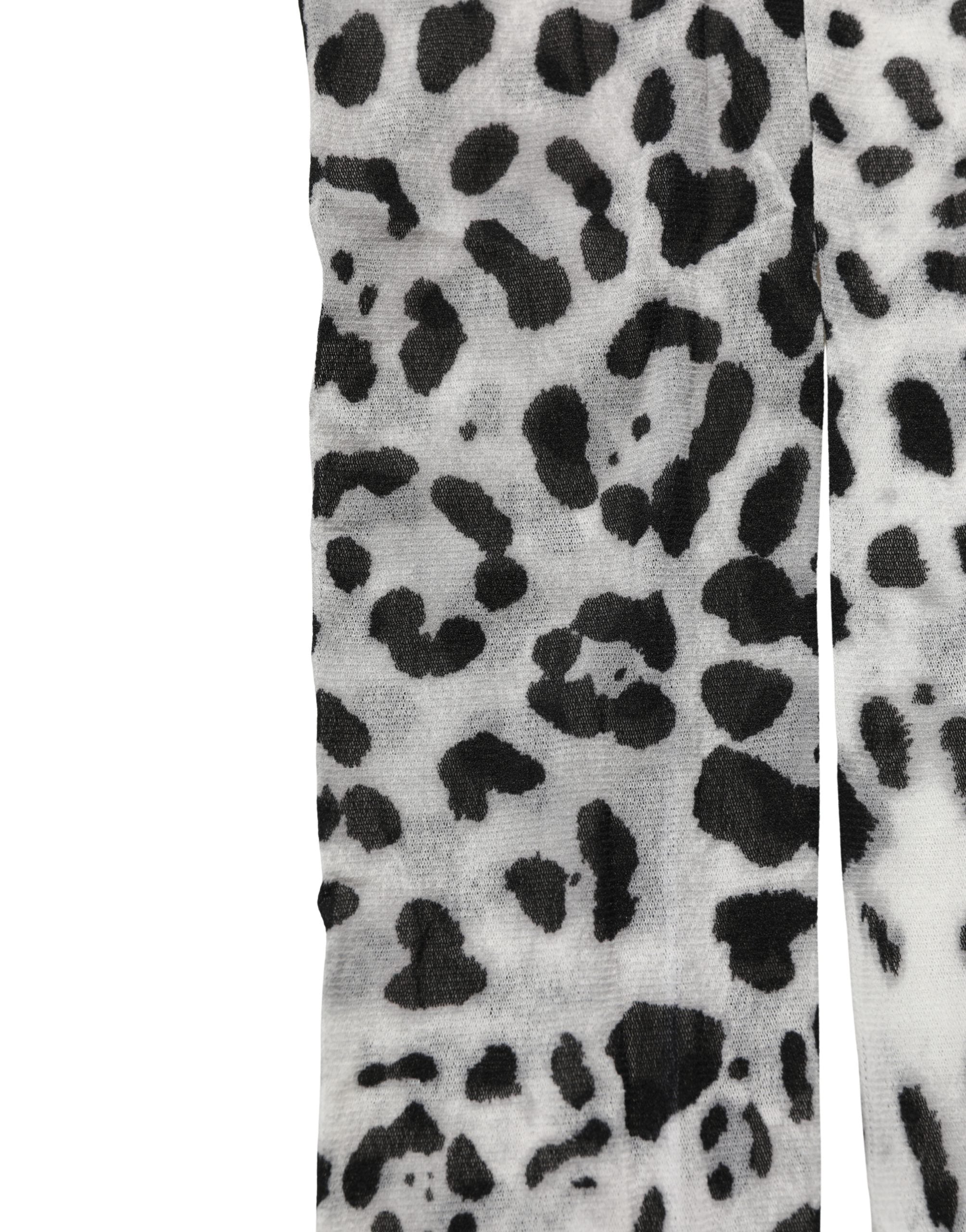 Dolce & Gabbana Gray Leopard Nylon Tights Stocking Pantyhose Socks
