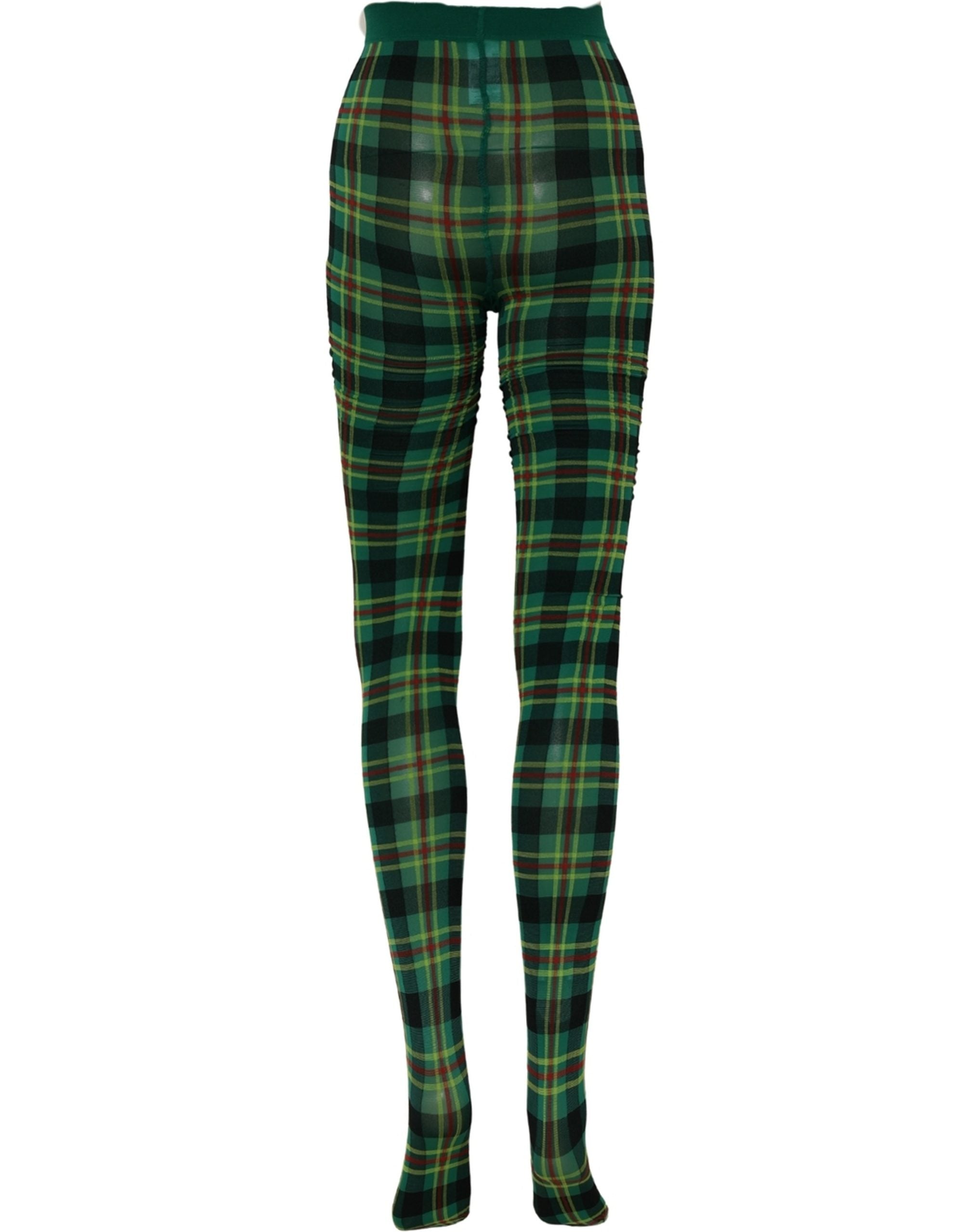 Dolce & Gabbana Multicolor Plaid Tights Stocking Pantyhose Socks