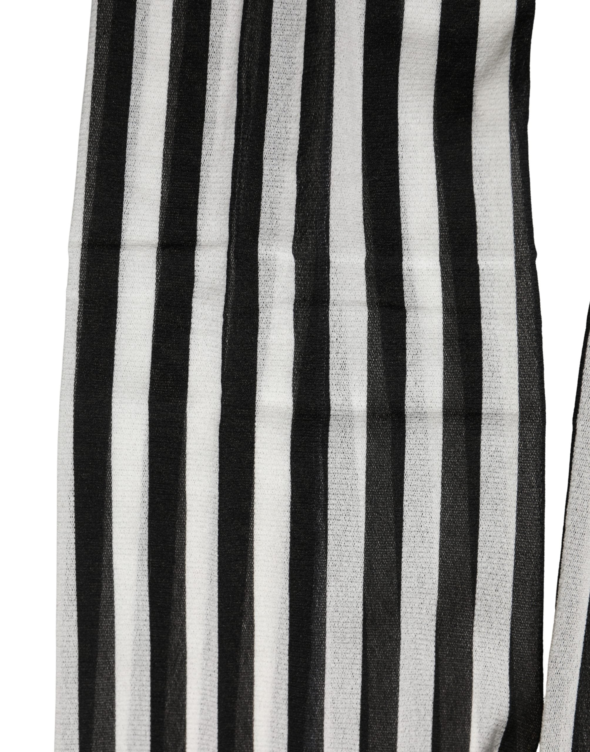 Dolce & Gabbana Black White Stripes Tights Stocking Pantyhose Socks