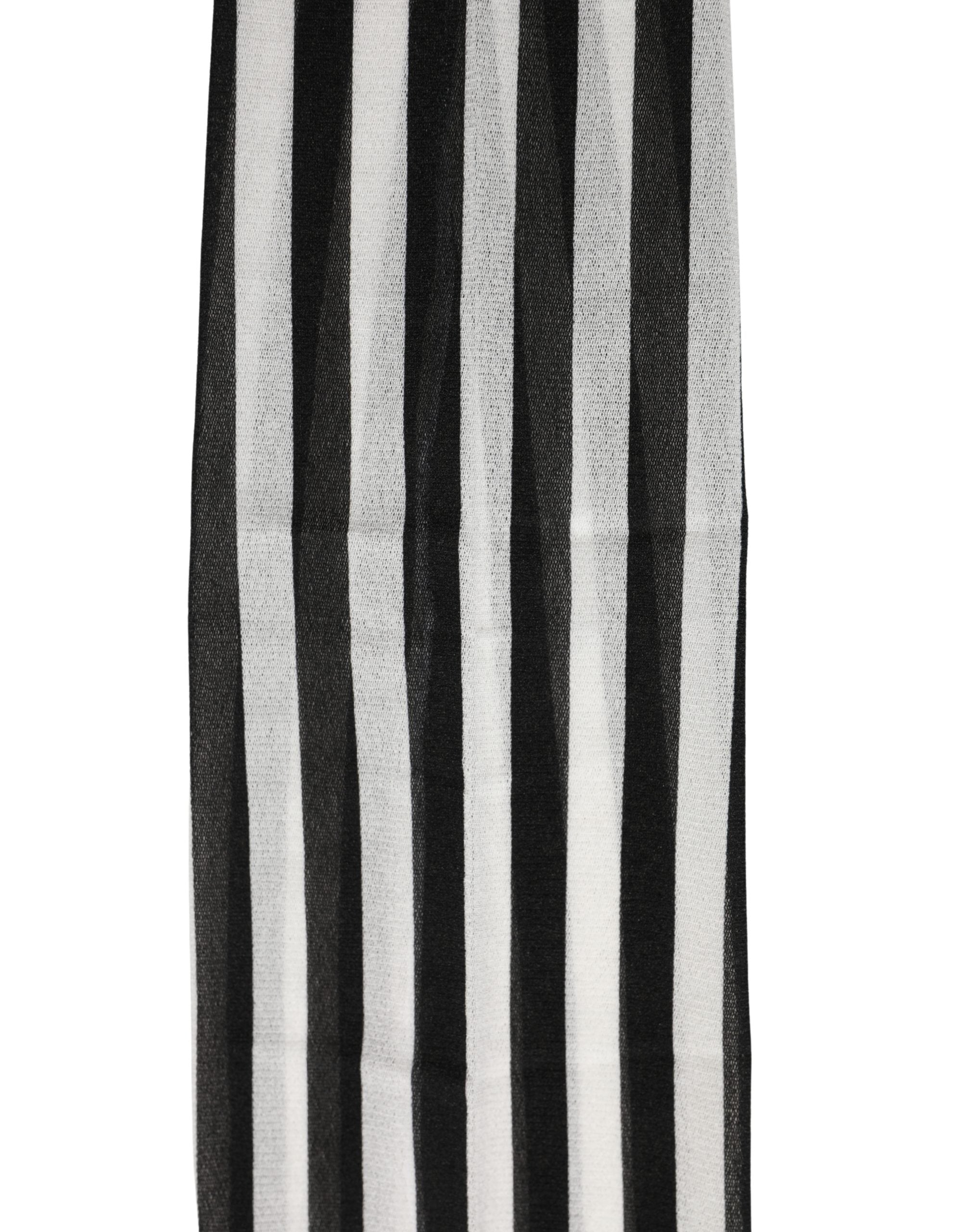 Dolce & Gabbana Black White Stripes Tights Stocking Pantyhose Socks