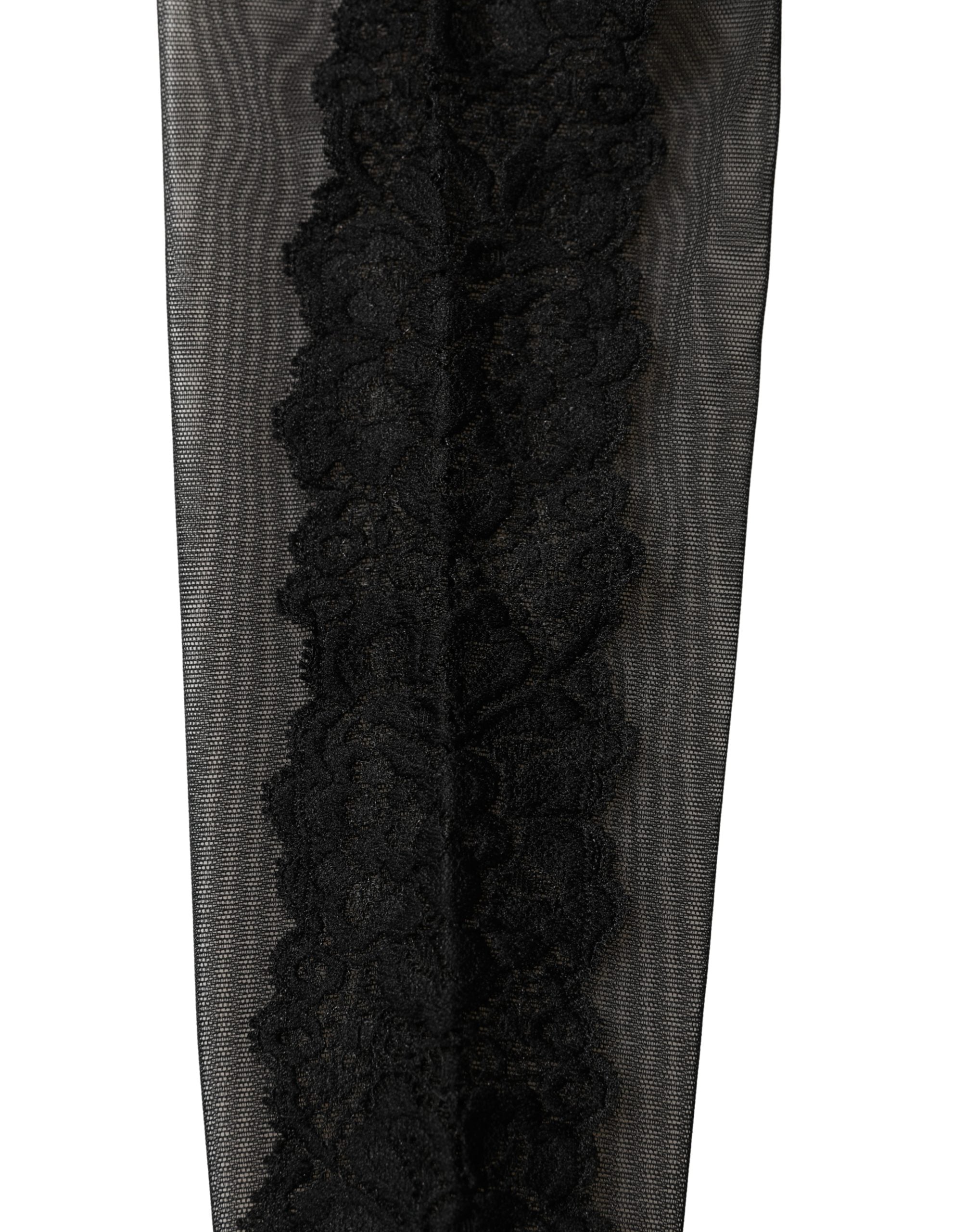 Dolce & Gabbana Black Nylon Mesh Sheer Calf Long Accessory Socks