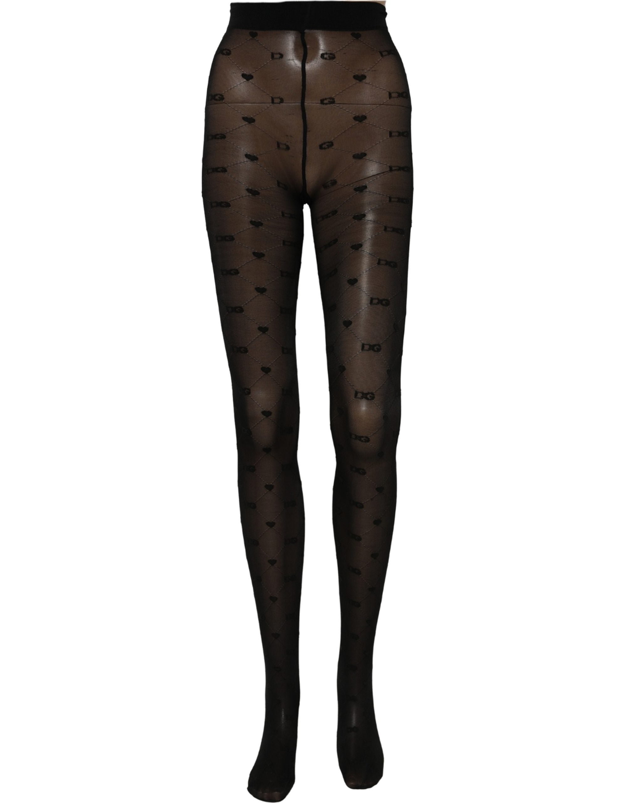 Dolce & Gabbana Black Nylon Logo Tights Stocking Pantyhose Socks