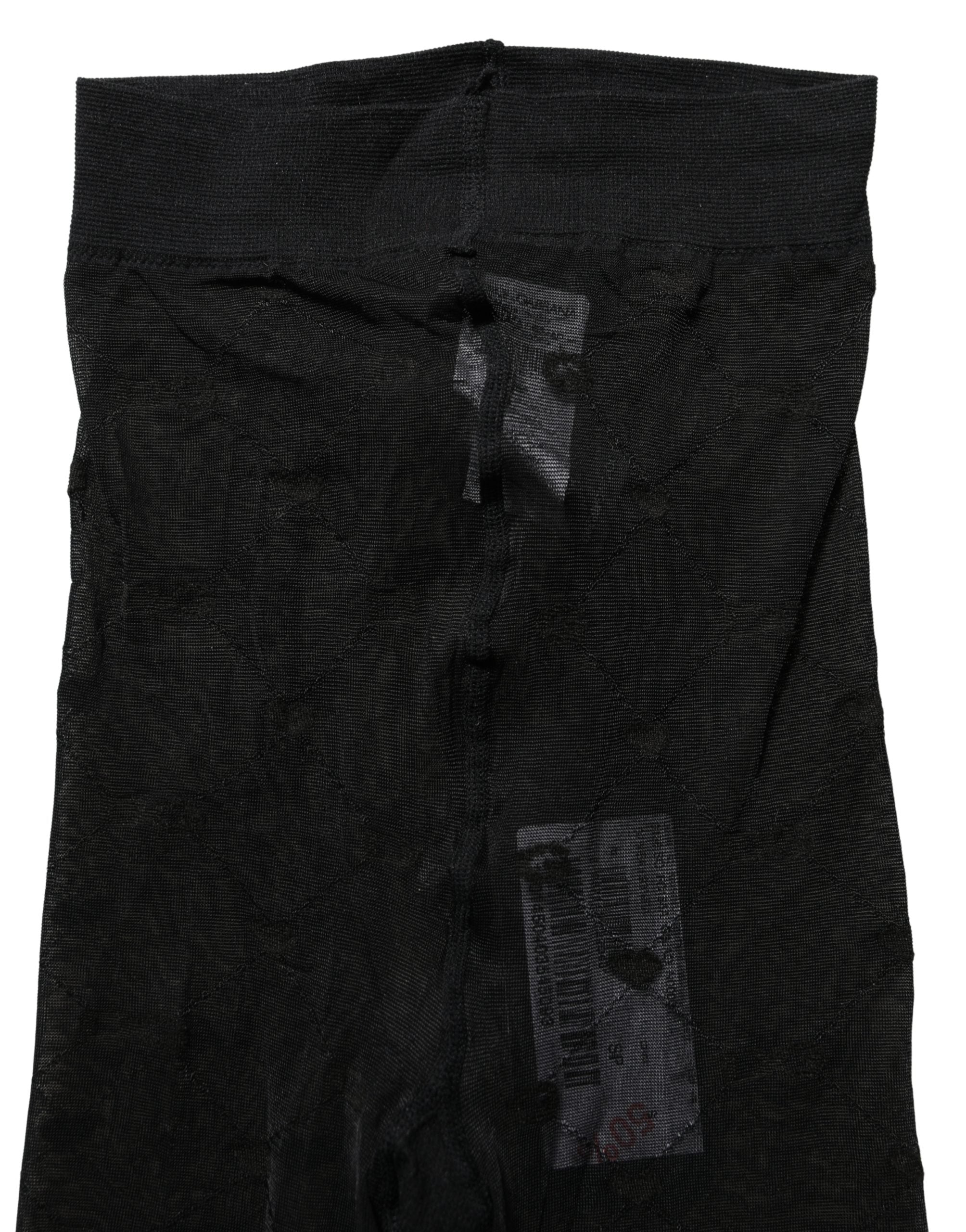 Dolce & Gabbana Black Nylon Logo Tights Stocking Pantyhose Socks