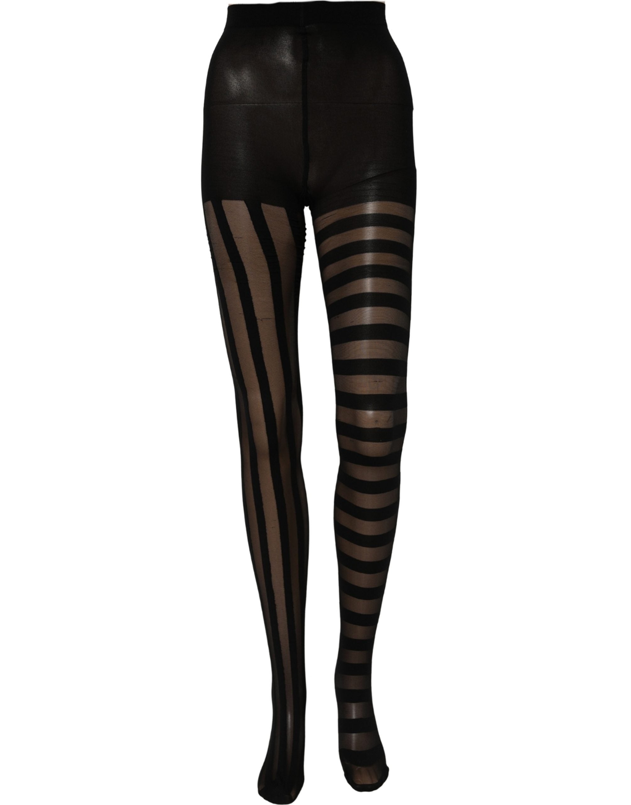 Dolce & Gabbana Black Nylon Stripes Tights Stockings Pantyhose Socks
