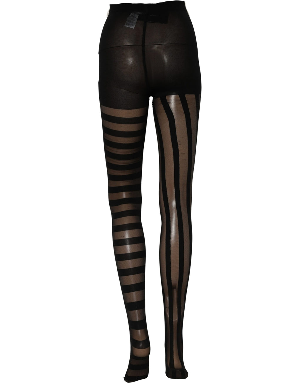 Dolce & Gabbana Black Nylon Stripes Tights Stockings Pantyhose Socks