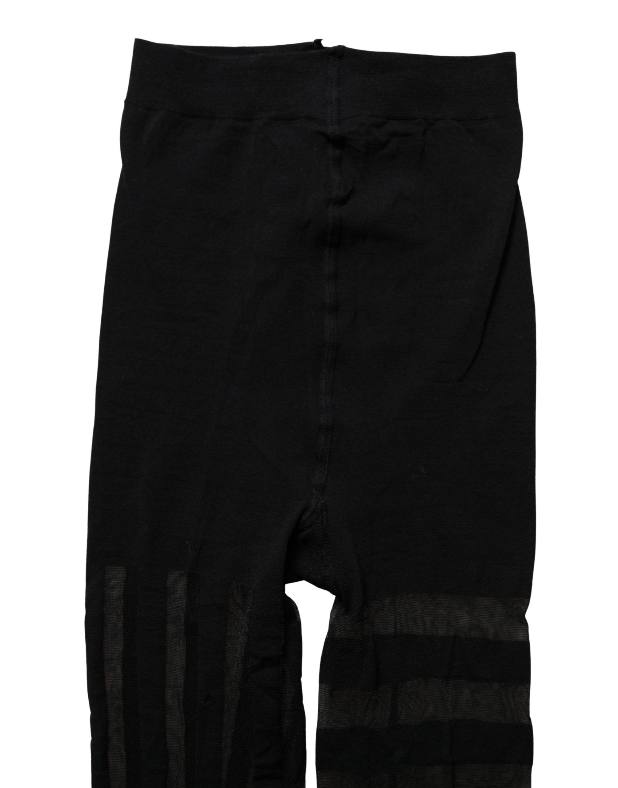 Dolce & Gabbana Black Nylon Stripes Tights Stockings Pantyhose Socks
