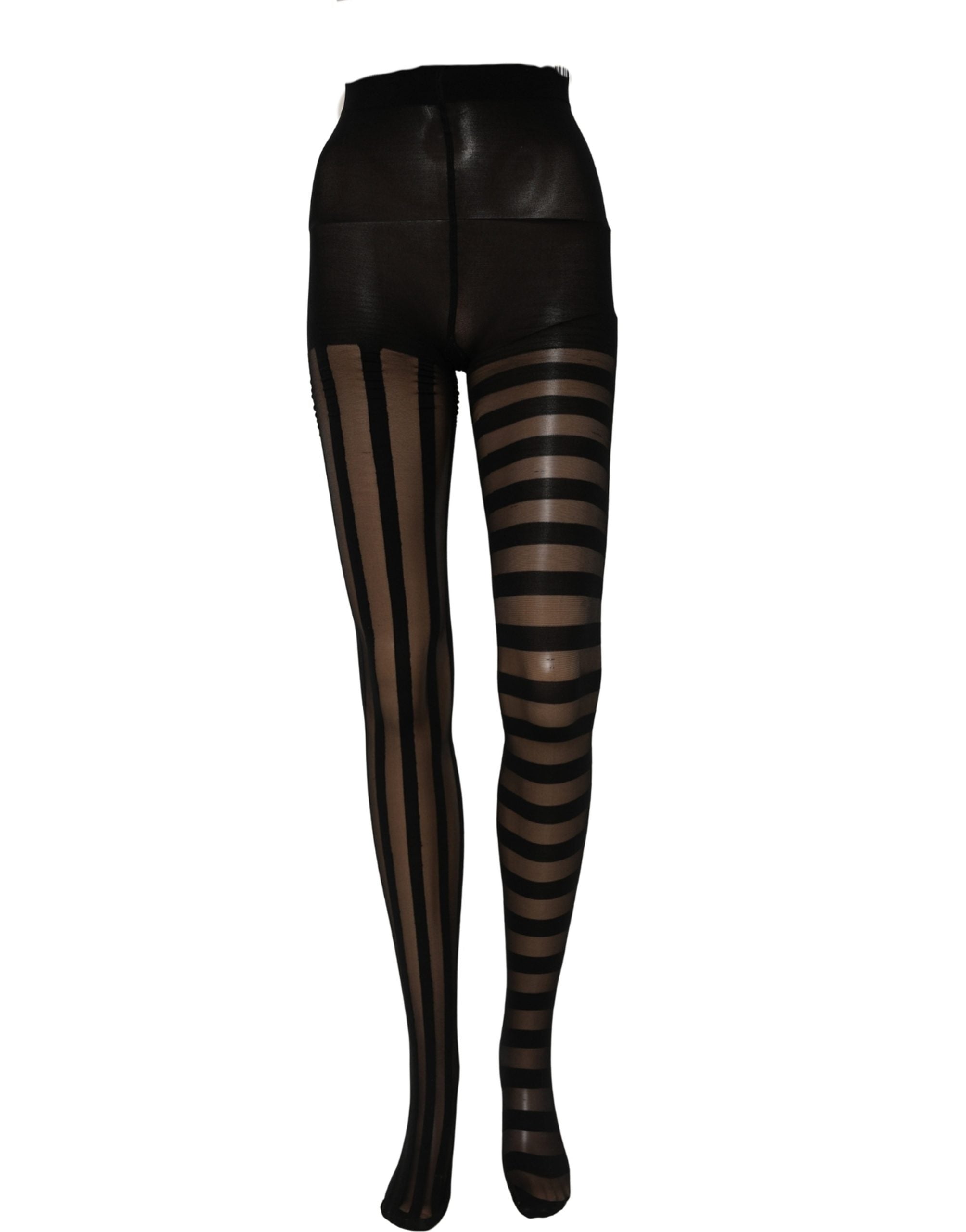 Dolce & Gabbana Black Stripes Tights Stockings Pantyhose Socks