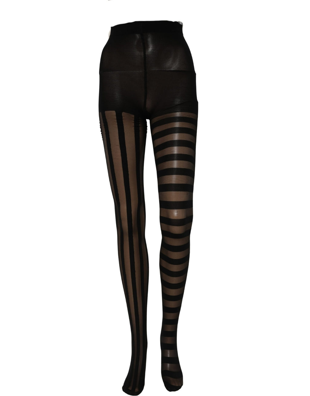 Dolce & Gabbana Black Stripes Tights Stockings Pantyhose Socks