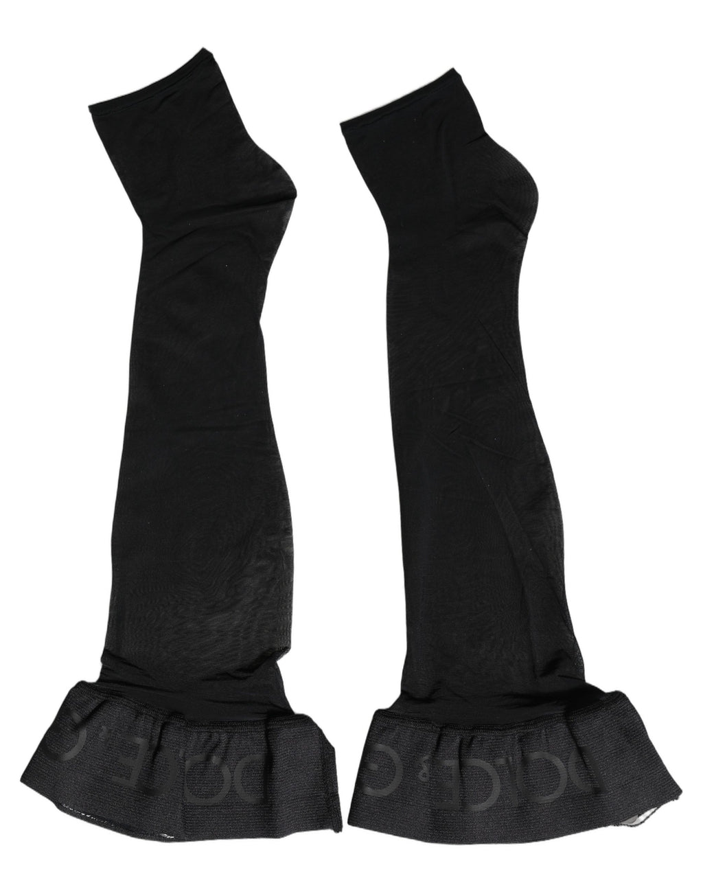 Dolce & Gabbana Black Nylon Logo Calf Long Women Accessory Socks