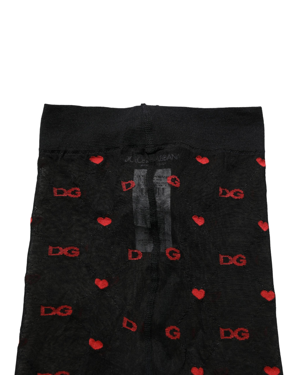 Dolce & Gabbana Black Nylon Hearts Tights Stocking Pantyhose Socks