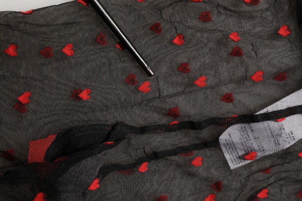 Dolce & Gabbana Black Nylon Hearts Tights Stocking Pantyhose Socks