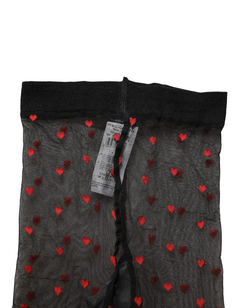 Dolce & Gabbana Black Nylon Hearts Tights Stocking Pantyhose Socks