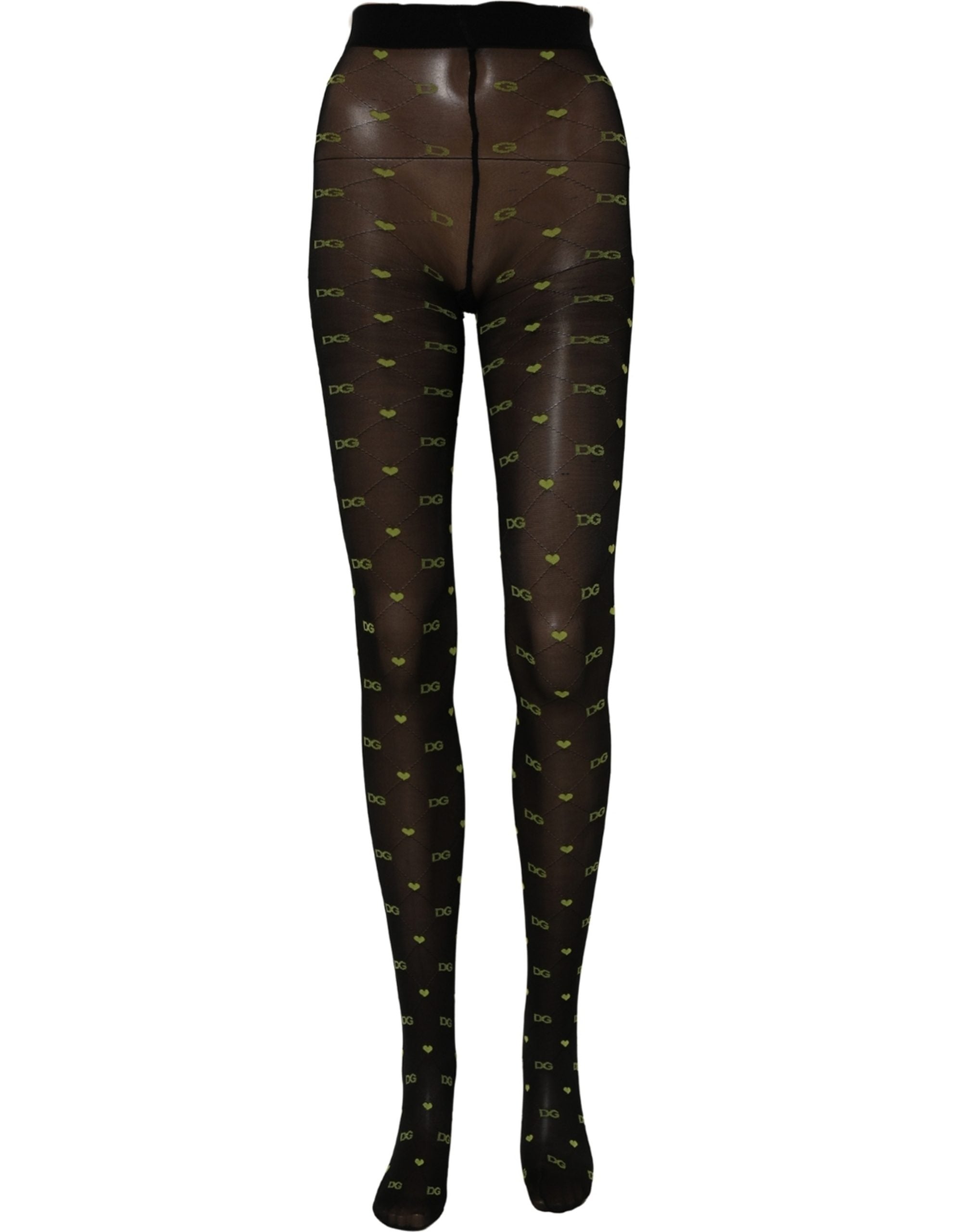 Dolce & Gabbana Black Nylon Logo Tights Stocking Pantyhose Socks