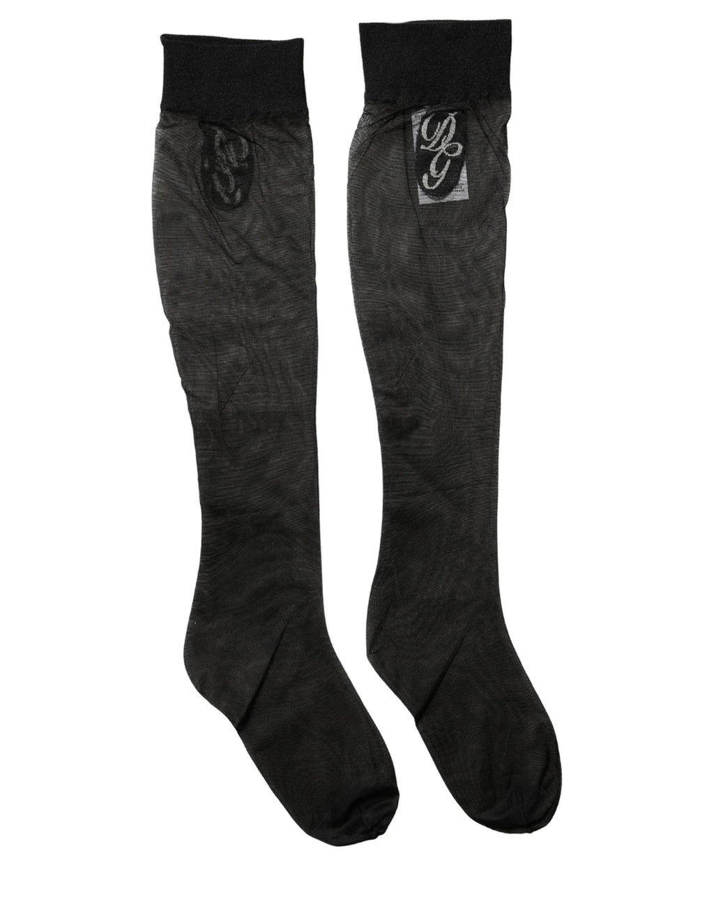 Dolce & Gabbana Black Nylon Mesh Sheer Calf Long Accessory Socks