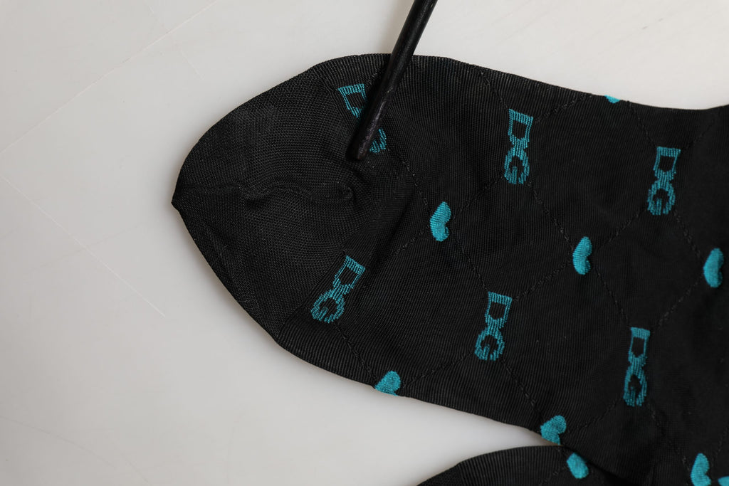 Dolce & Gabbana Black Nylon Logo Tights Stocking Pantyhose Socks