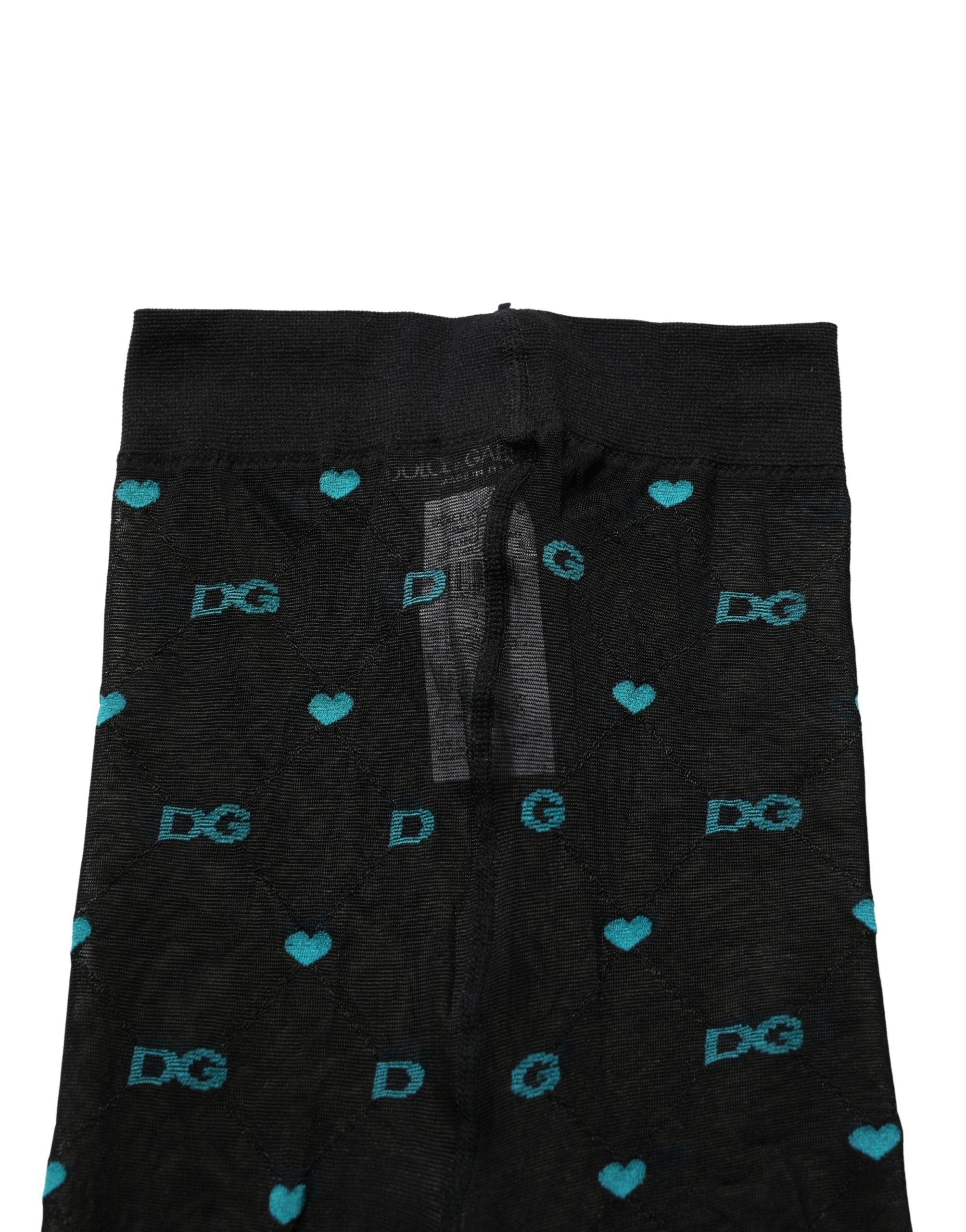 Dolce & Gabbana Black Nylon Logo Tights Stocking Pantyhose Socks