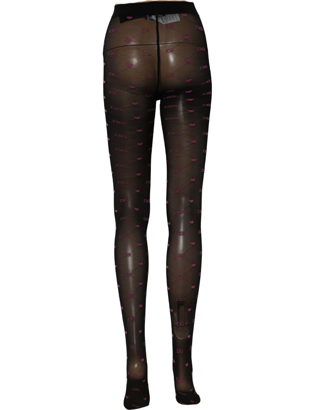 Dolce & Gabbana Black Nylon Hearts Tights Stocking Pantyhose Socks
