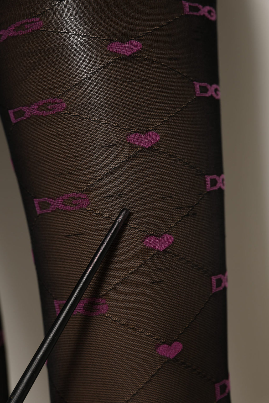 Dolce & Gabbana Black Nylon Hearts Tights Stocking Pantyhose Socks