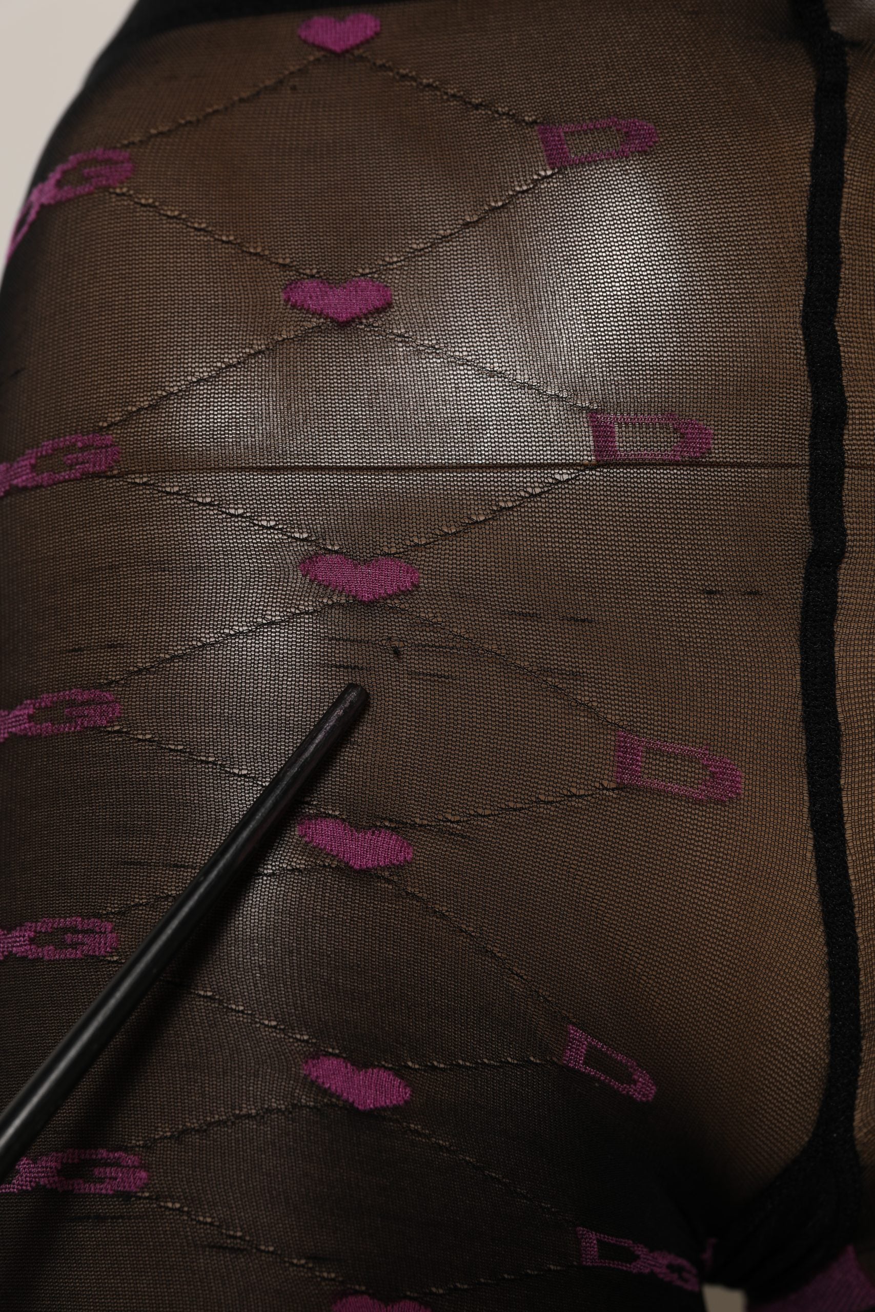 Dolce & Gabbana Black Nylon Hearts Tights Stocking Pantyhose Socks