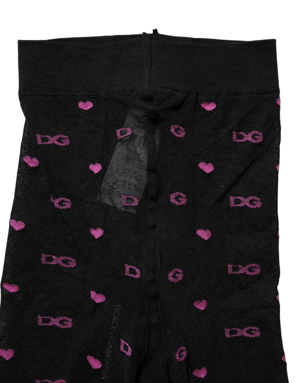 Dolce & Gabbana Black Nylon Hearts Tights Stocking Pantyhose Socks