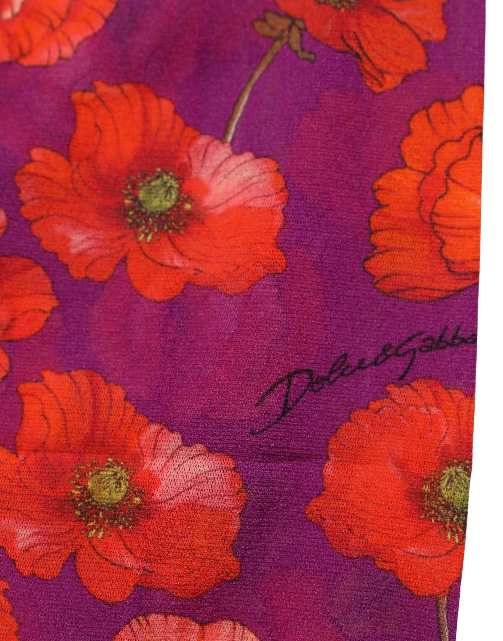 Dolce & Gabbana Purple Nylon Floral Print Tights Stockings Socks