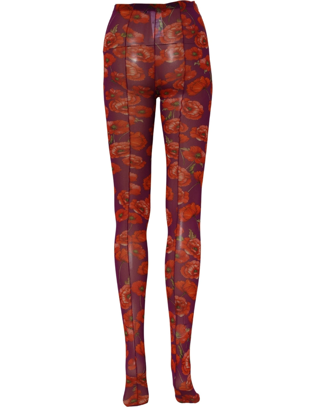 Dolce & Gabbana Purple Nylon Floral Print Tights Stockings Socks