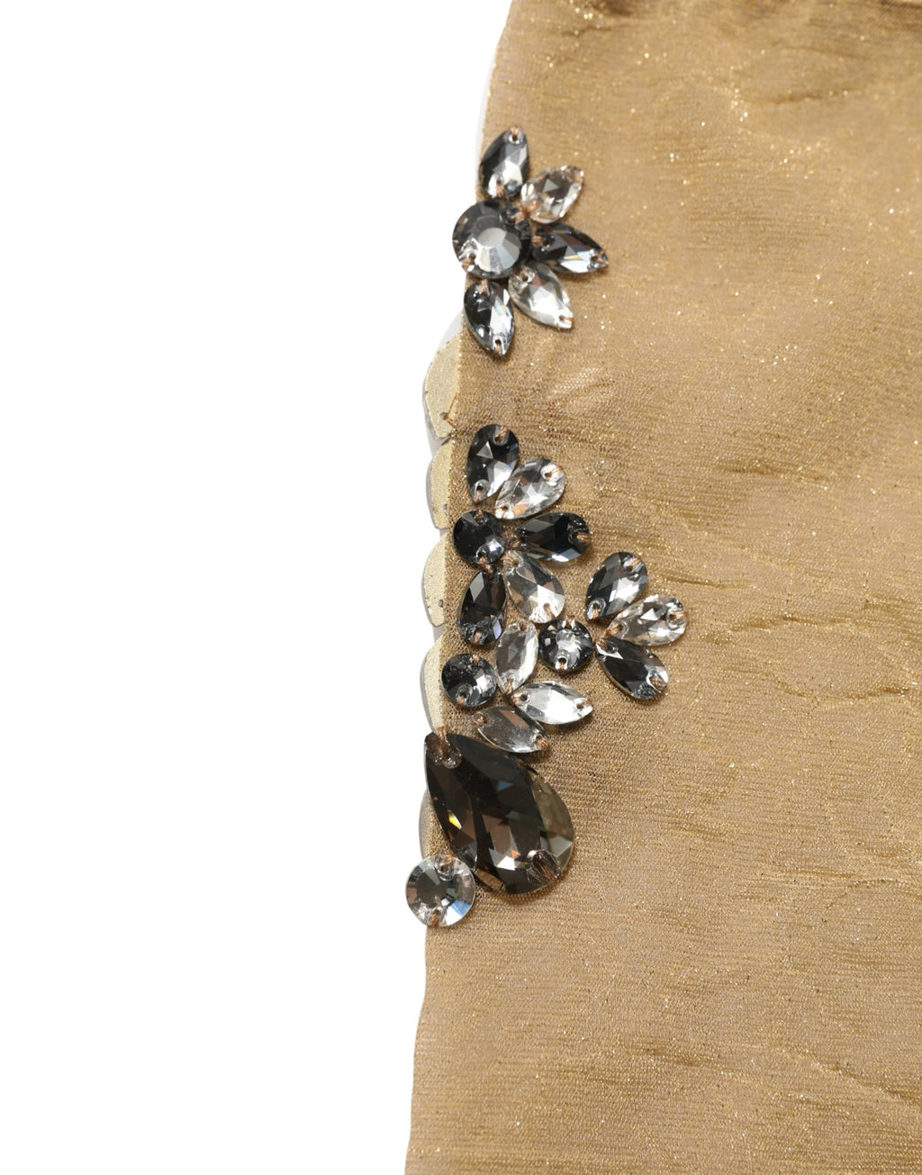 Dolce & Gabbana Brown Stretch Floral Clear Crystal Stockings Socks