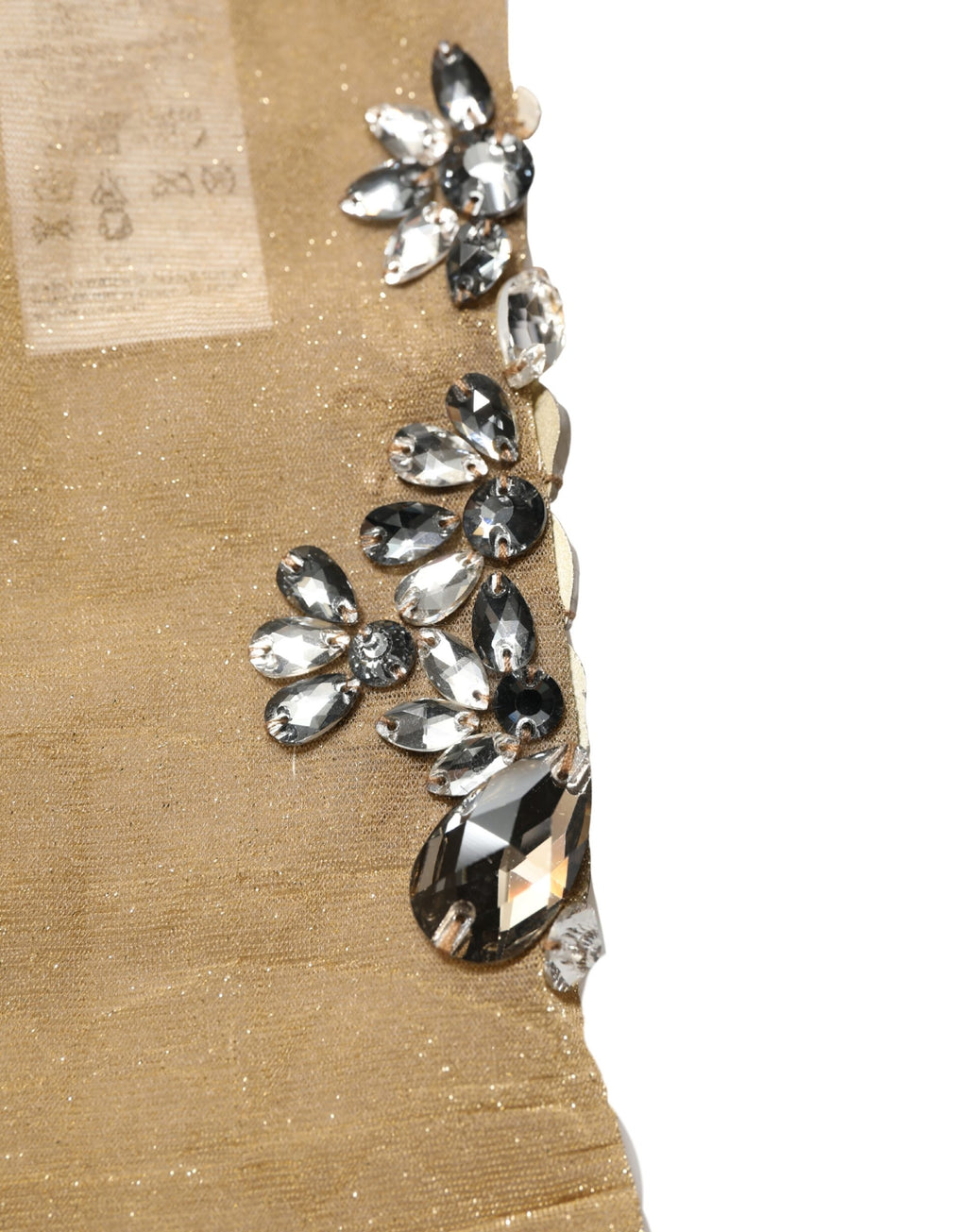 Dolce & Gabbana Brown Stretch Floral Clear Crystal Stockings Socks