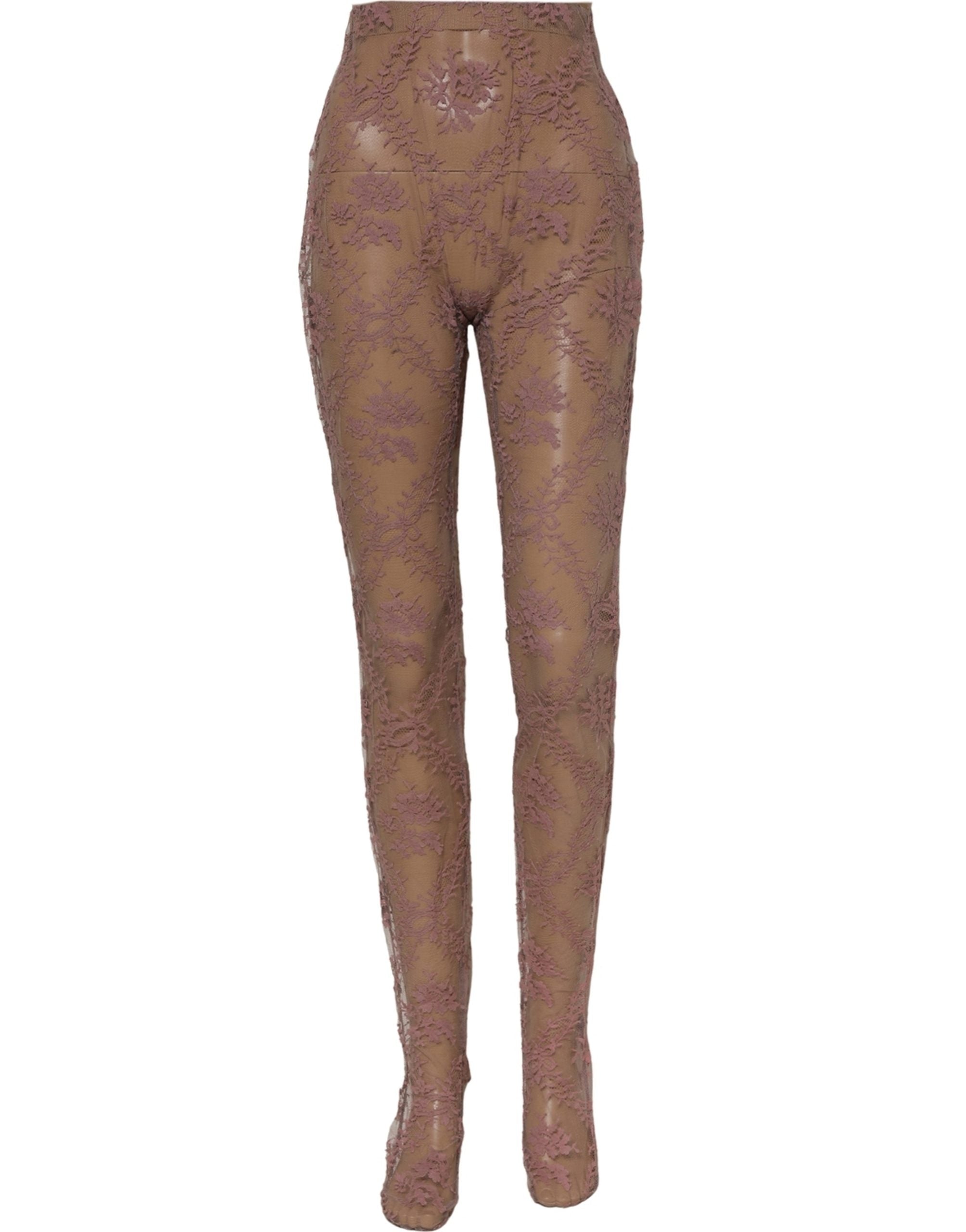 Dolce & Gabbana Pink Floral Lace Tights Stockings Pantyhose Socks