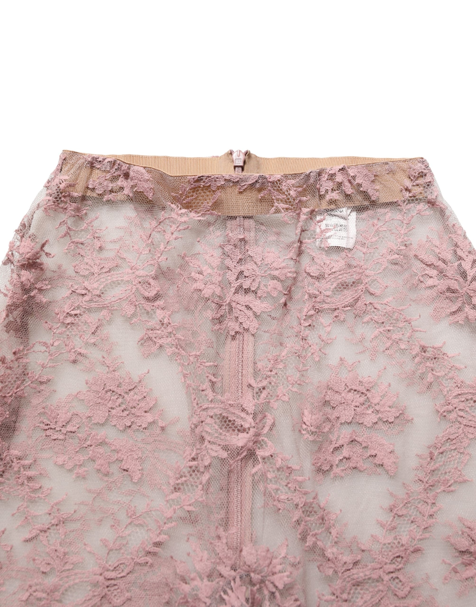 Dolce & Gabbana Pink Floral Lace Tights Stockings Pantyhose Socks