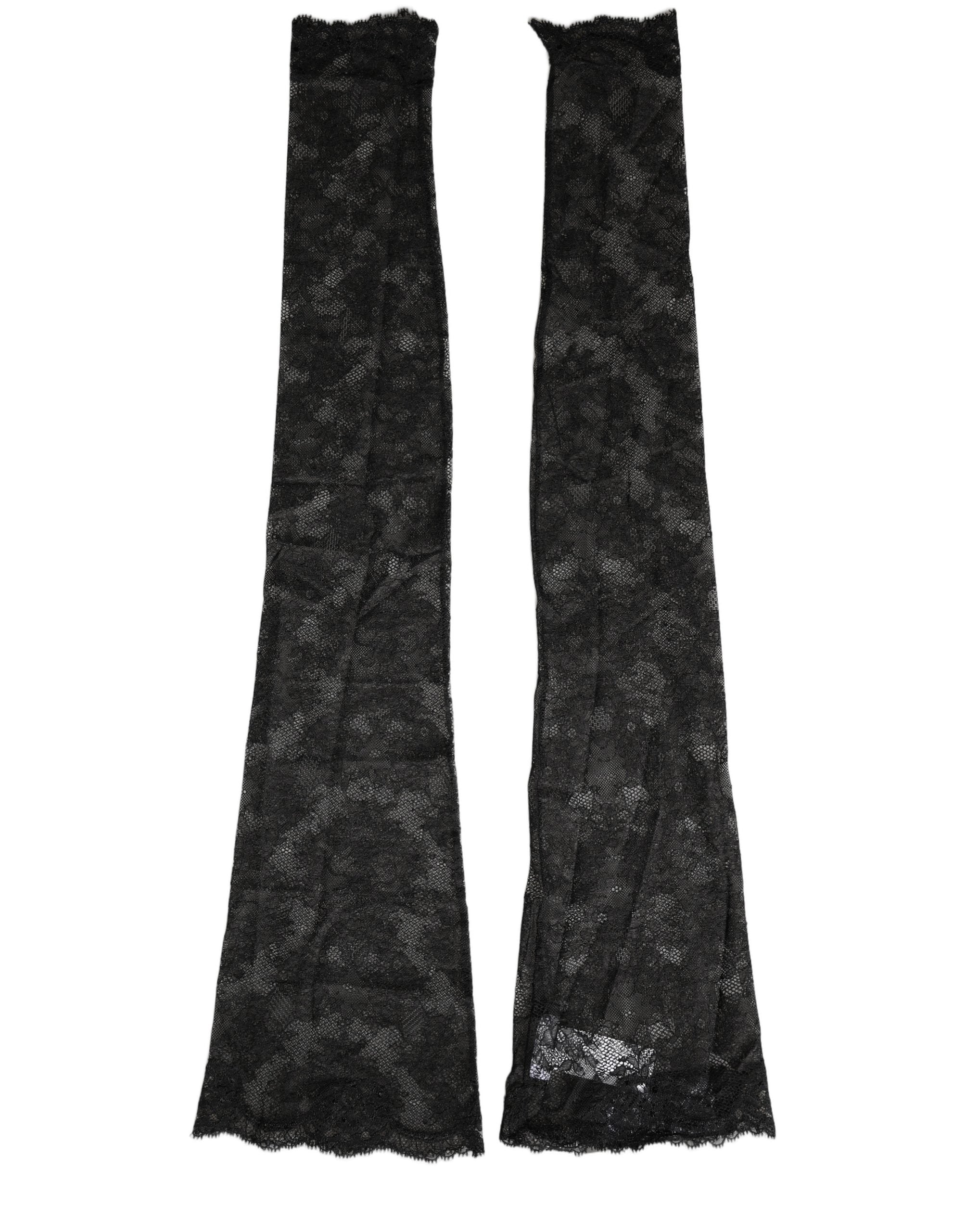 Dolce & Gabbana Black Floral Lace Nylon Stretch Knee High Socks