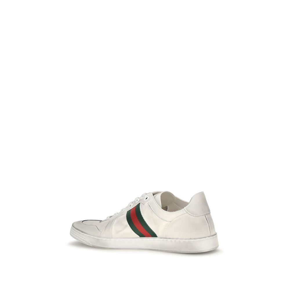 Gucci White Calf Leather Bos Taurus Low Top Sneakers