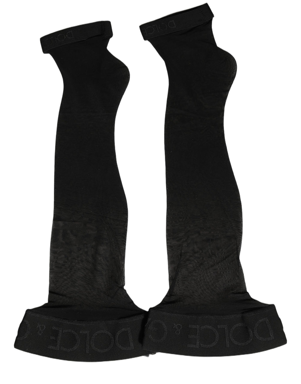 Dolce & Gabbana Black Nylon Logo Calf Long Women Accessory Socks