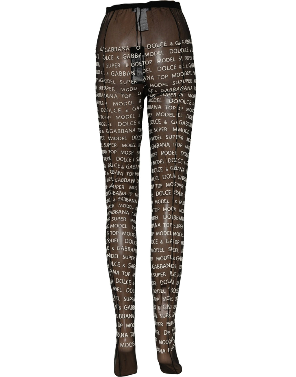 Dolce & Gabbana Black White All Over Print Sheer Stretch Tights Socks