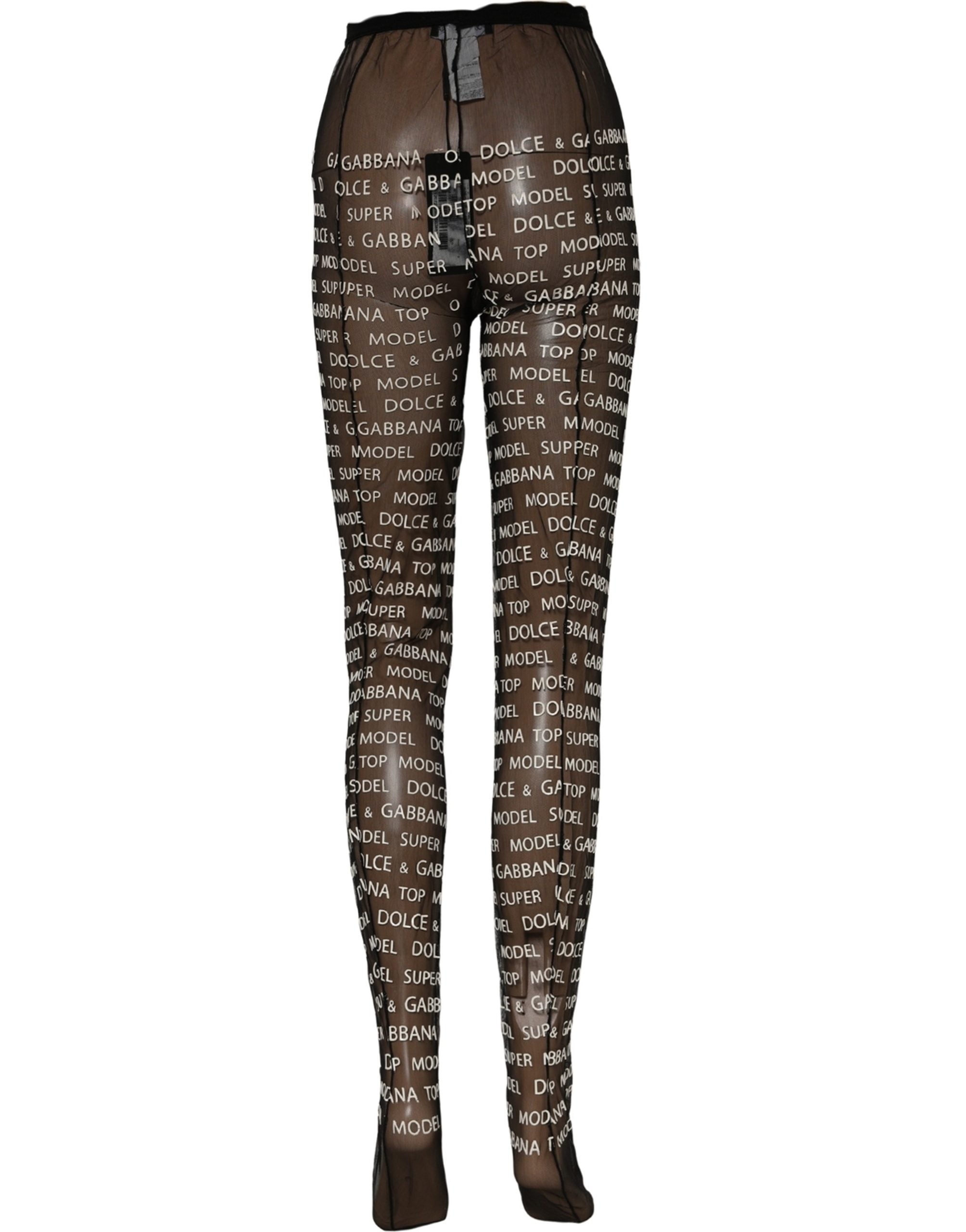 Dolce & Gabbana Black White All Over Print Sheer Stretch Tights Socks
