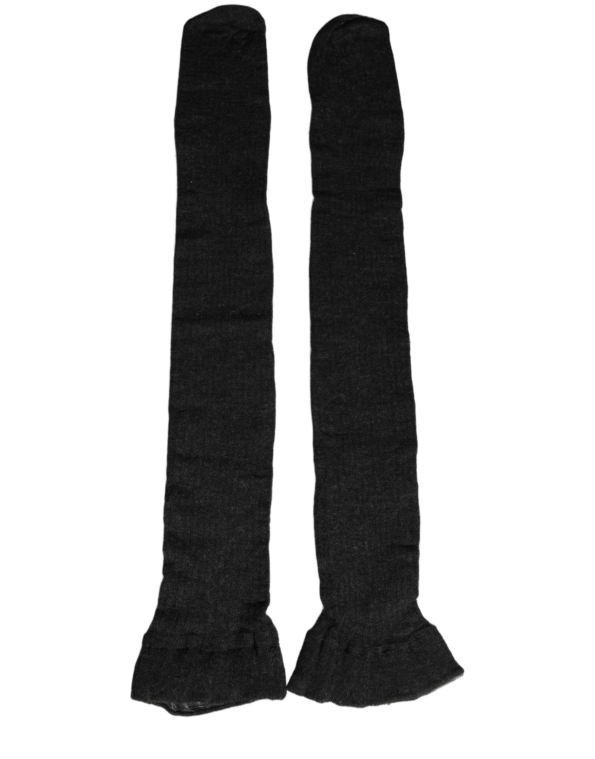 Dolce & Gabbana Black Wool Over Calf Long Women Accessory Socks