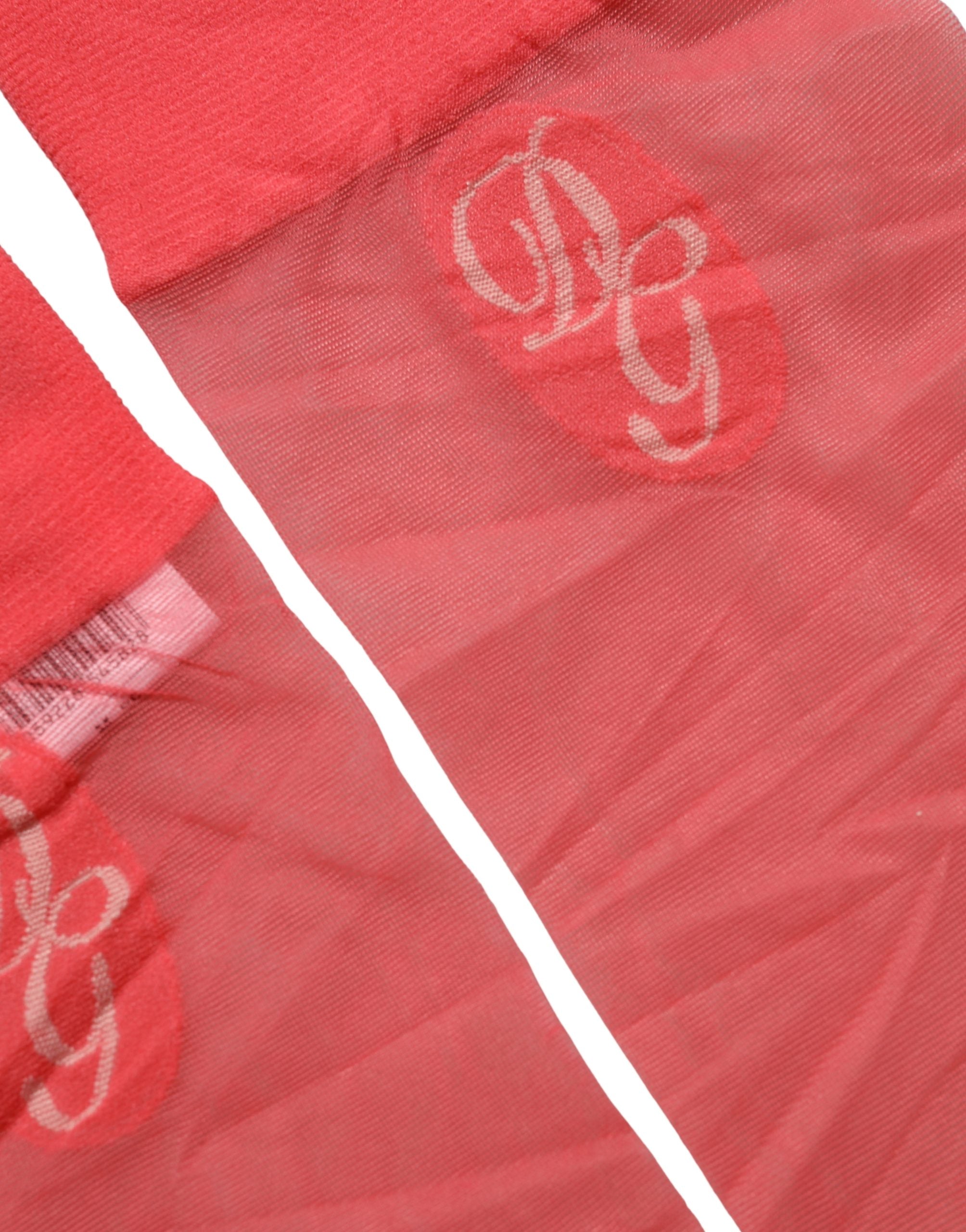 Dolce & Gabbana Red Nylon Mesh Sheer Calf Long Accessory Socks