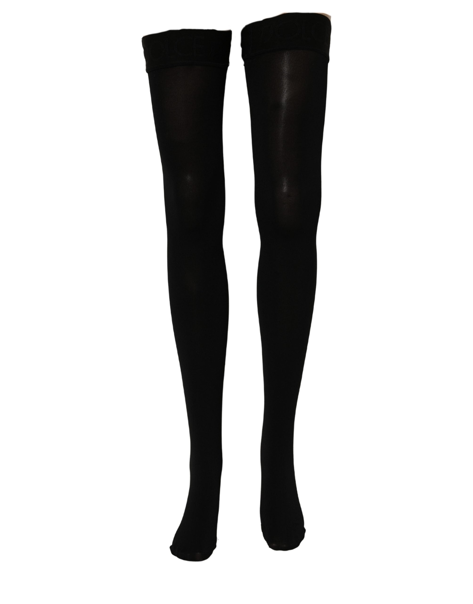 Dolce & Gabbana Black 100% Nylon Thigh High Stockings Socks