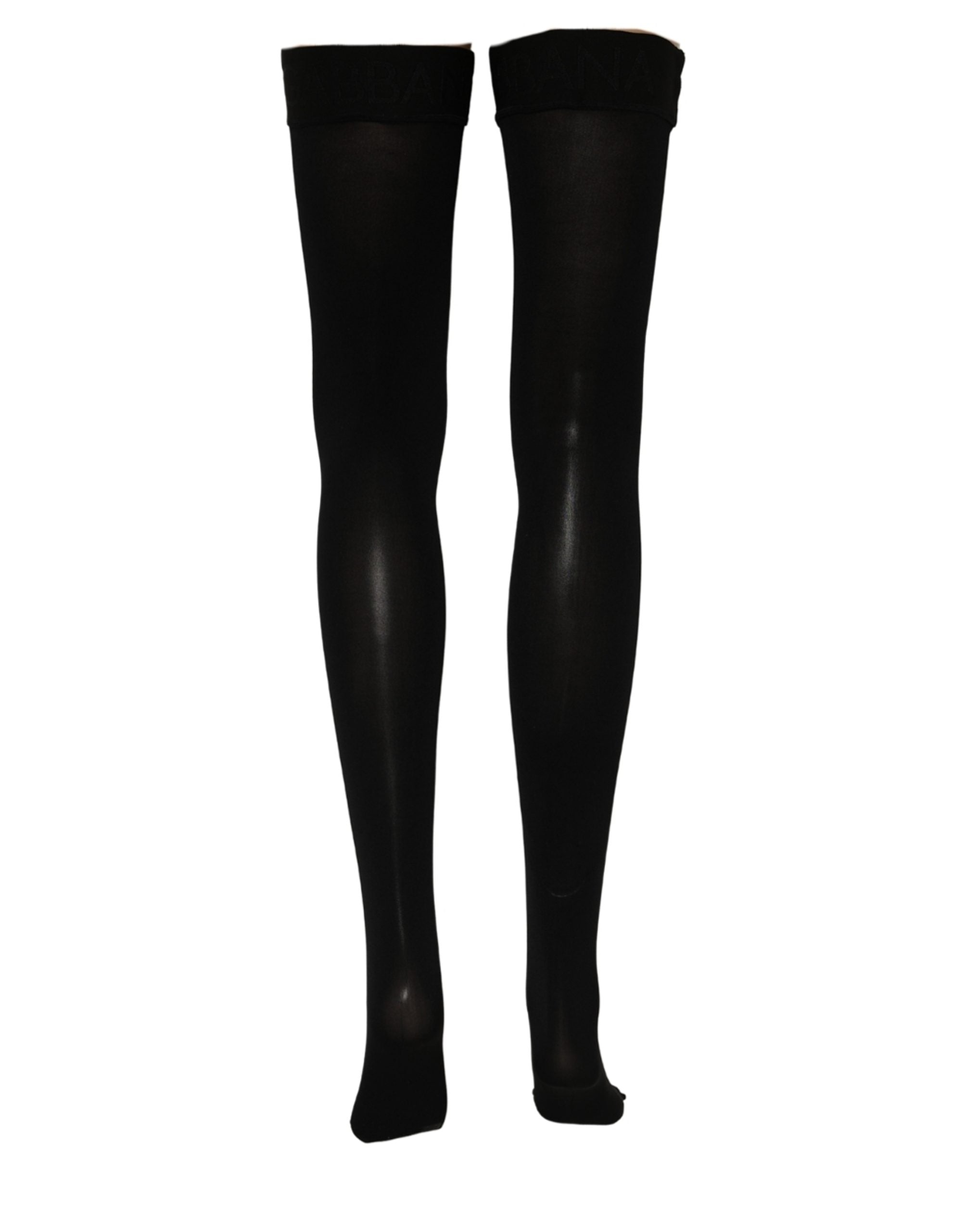 Dolce & Gabbana Black 100% Nylon Thigh High Stockings Socks