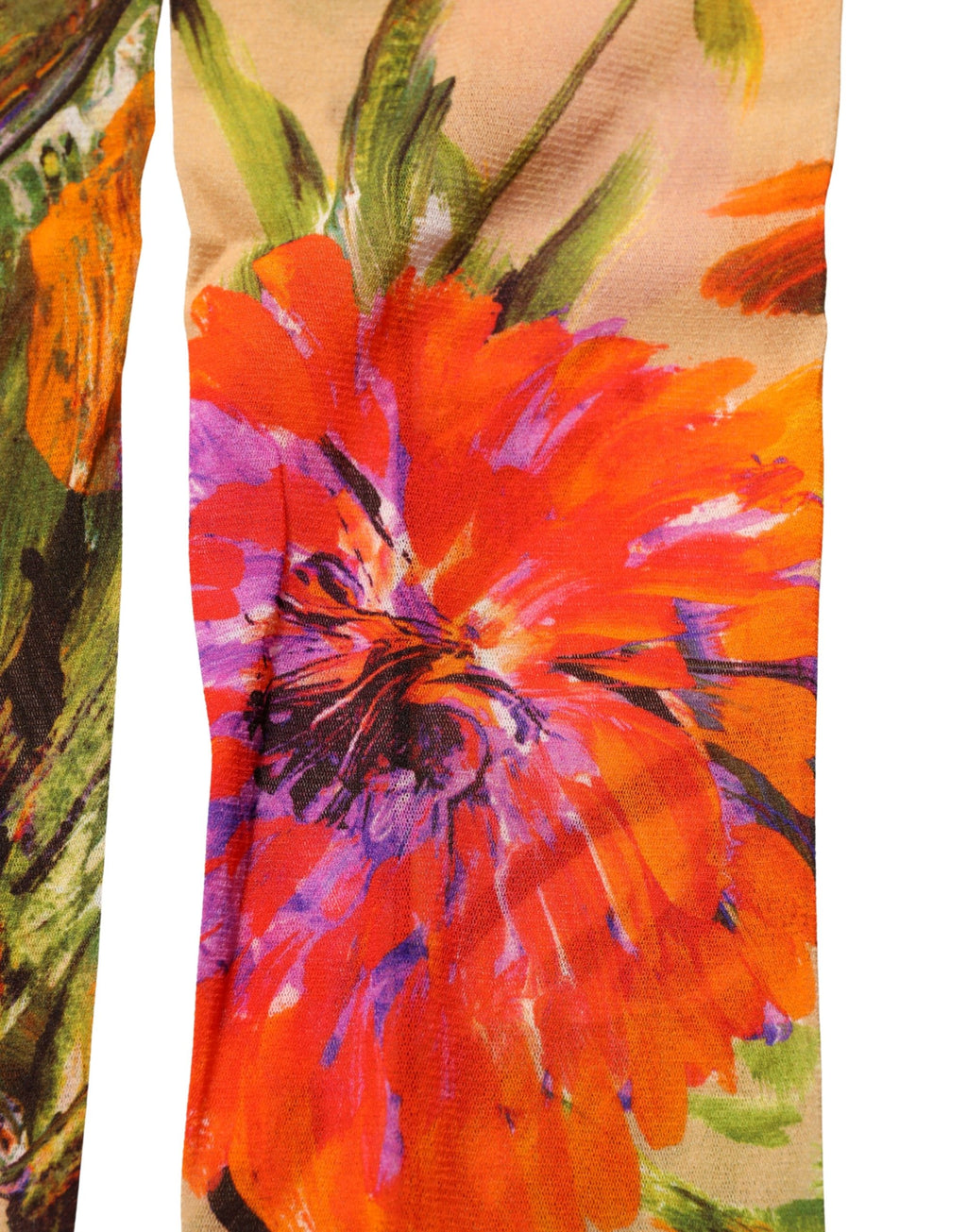 Dolce & Gabbana Beige Floral Print Tights Sheer Stockings Socks