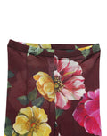 Dolce & Gabbana Maroon Floral Print Tights Sheer Stockings Socks