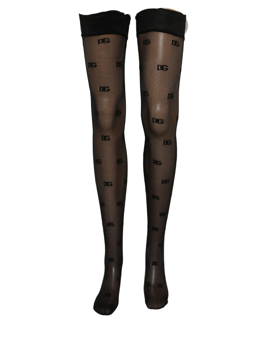 Dolce & Gabbana Black Sheer Logo Monogram Tights Stockings Socks