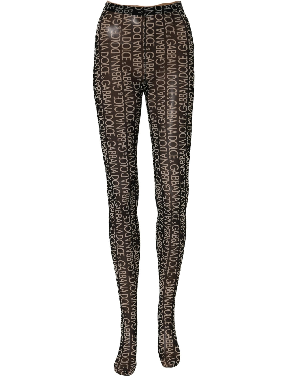 Dolce & Gabbana Black White All Over Print Sheer Stretch Tights Socks