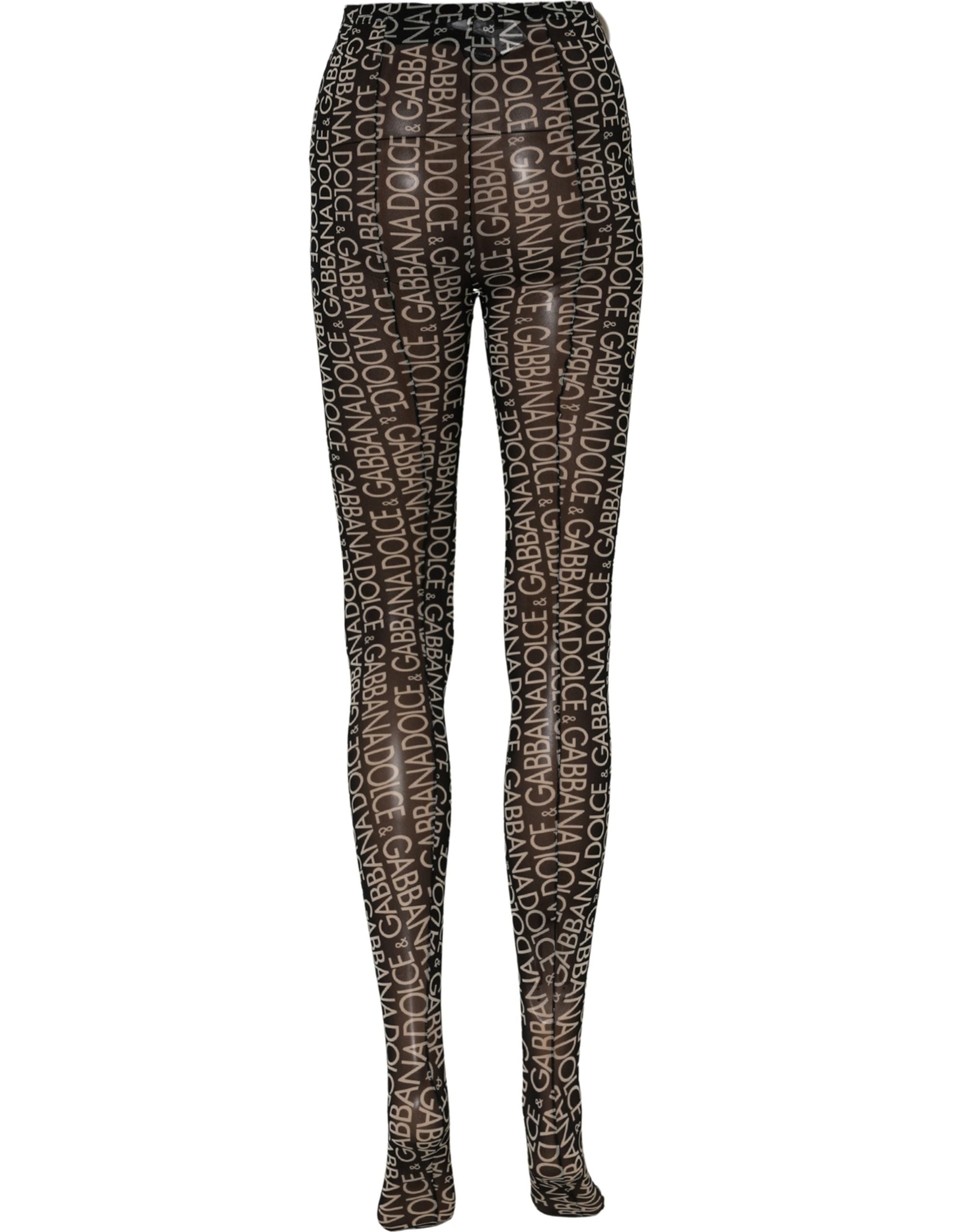 Dolce & Gabbana Black White All Over Print Sheer Stretch Tights Socks