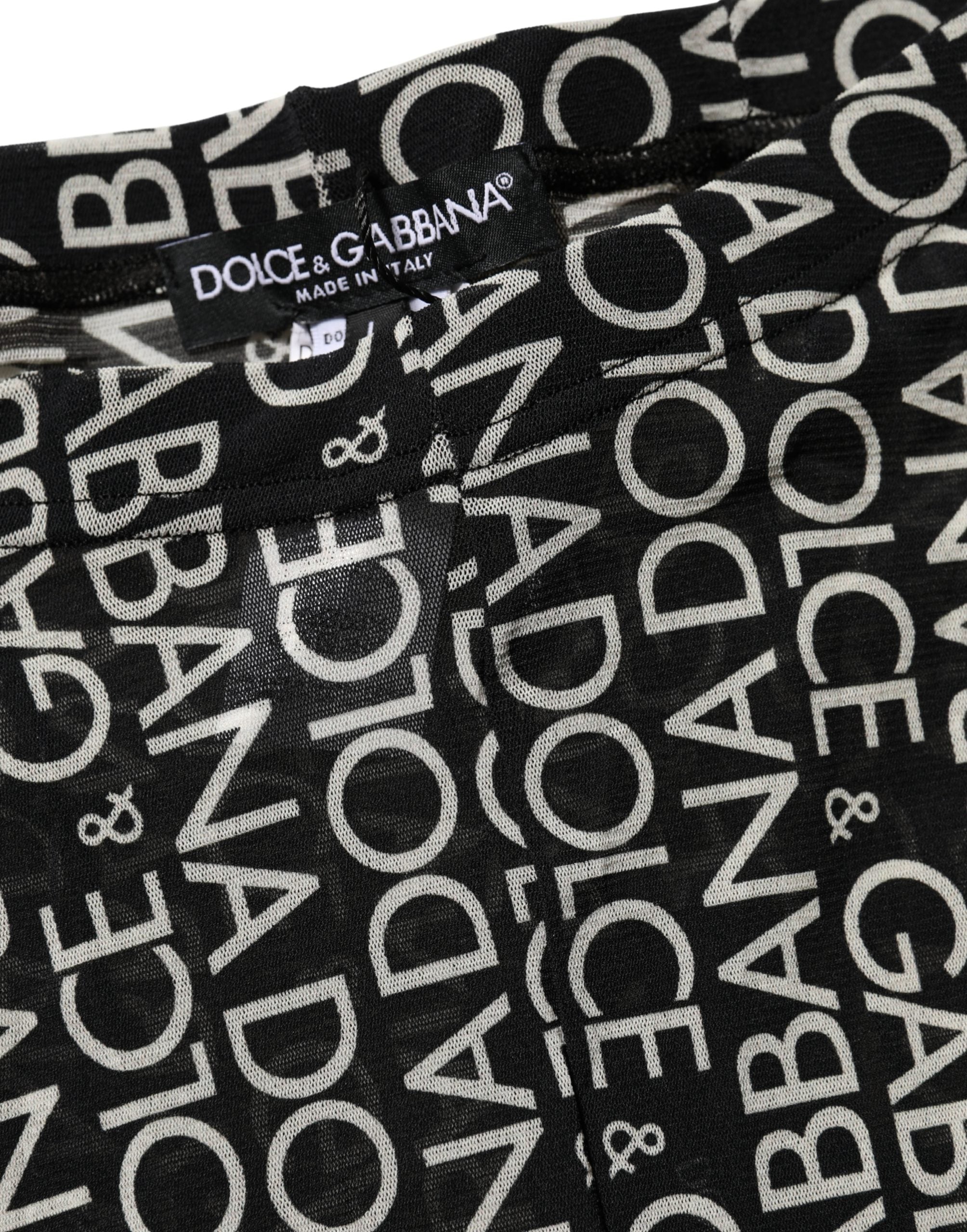 Dolce & Gabbana Black White All Over Print Sheer Stretch Tights Socks