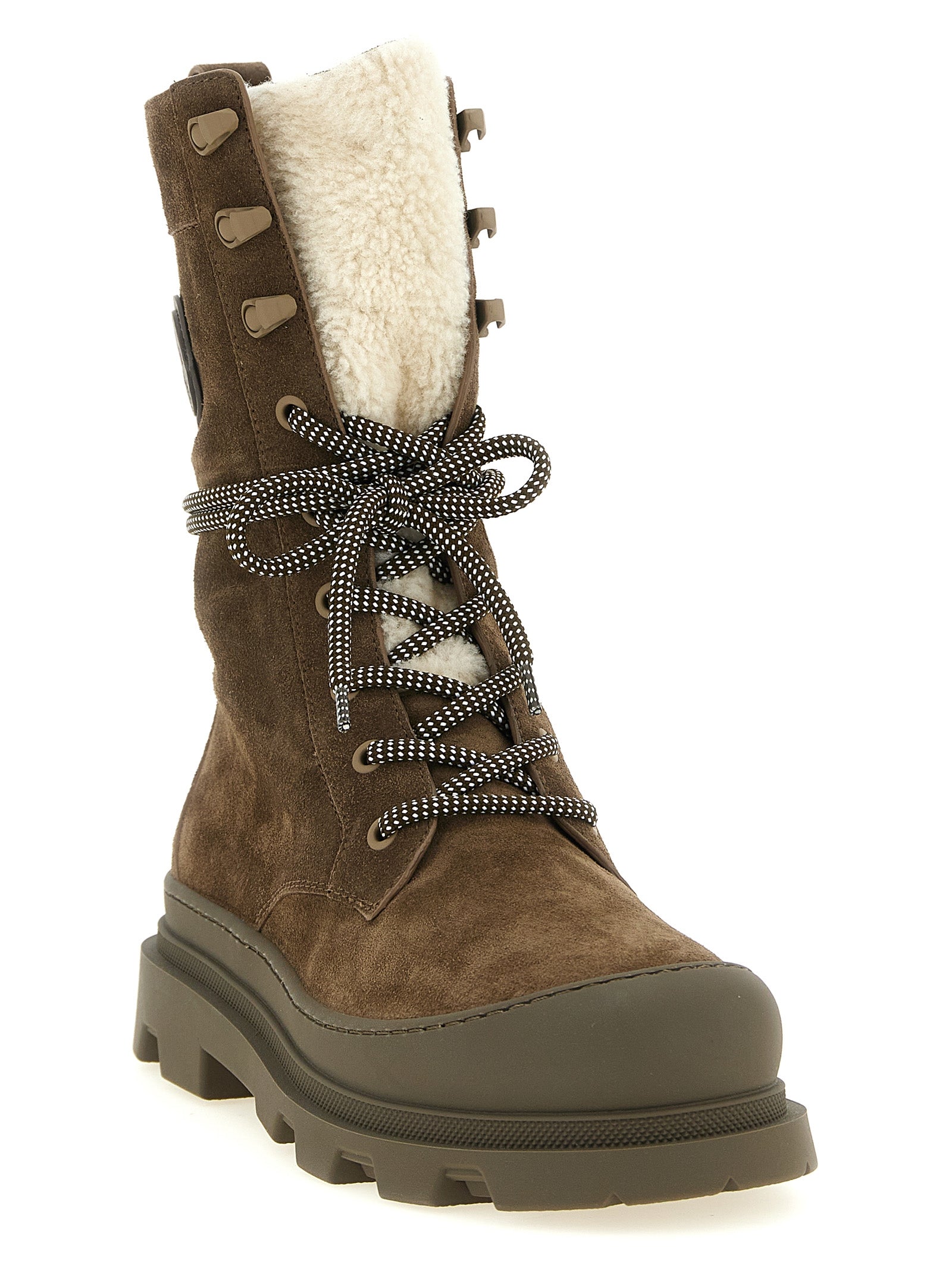 Moncler Brown Leather Lace-Up Boots