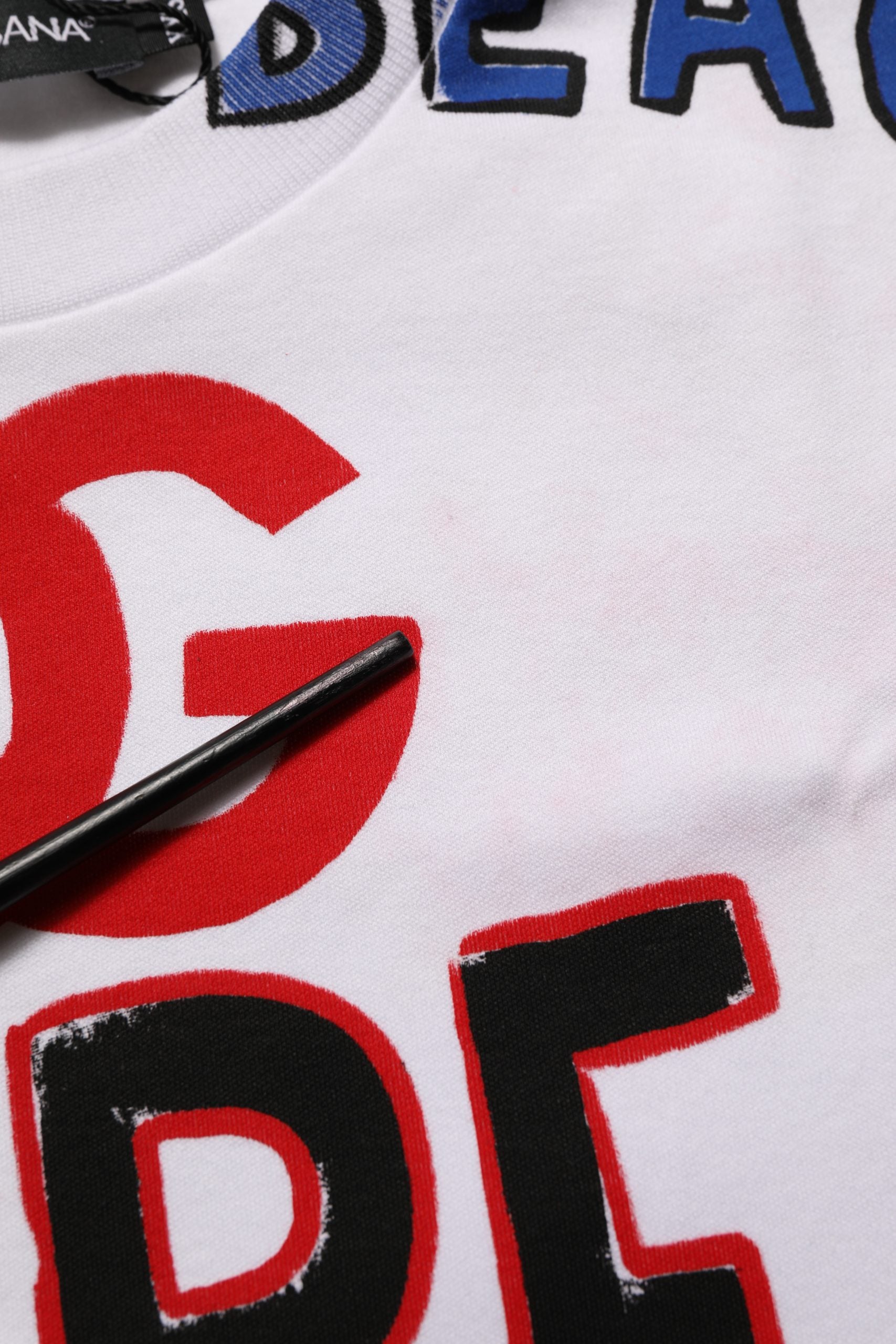 Dolce & Gabbana White Graphic Cotton Jersey Cropped T-shirt