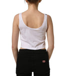 Dolce & Gabbana White Cotton Sleeveless Cropped Tank Top