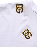 Dolce & Gabbana White Cotton Gold DG Logo Crew Neck T-shirt
